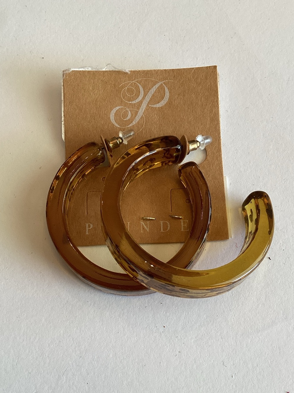 Plunder Amber‎ Tortoiseshell Hoop Earrings
